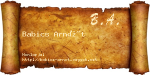 Babics Arnót névjegykártya